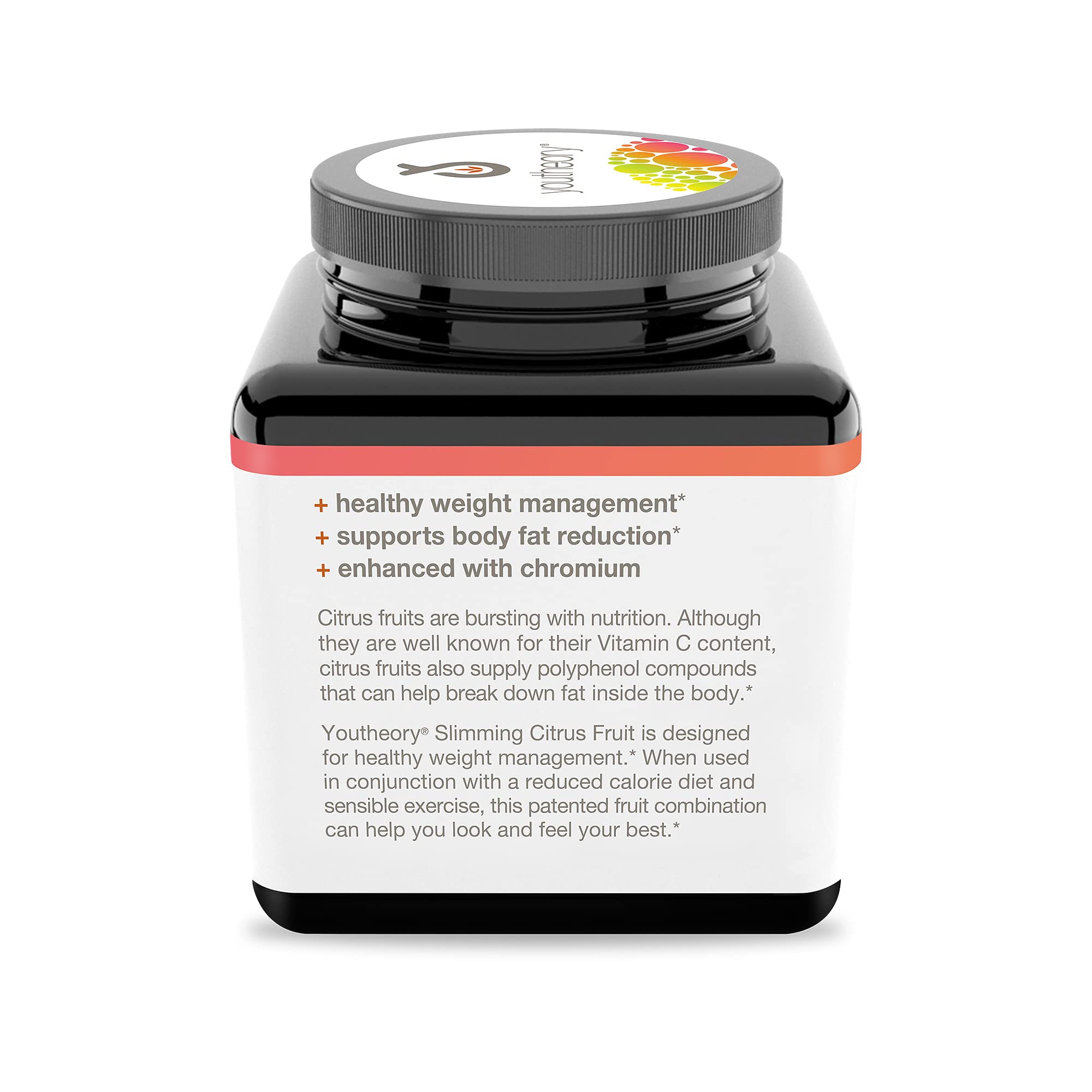 Youtheory Slimming Citrus Fruit - Vegan Health Supplement with Chromium - Supports Overall Wellness* - Dairy, Soy & Gluten Free - 60 Vegetarian Capsules