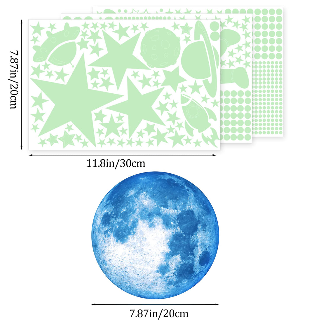 1017Pcs Glow in The Dark Stars for Ceiling Glow in The Dark Moon and Planet Wall Decal Luminous Astronaut Universe Galaxy Space Wall Stickers for Kids Boys Bedroom Christmas Gift Blue