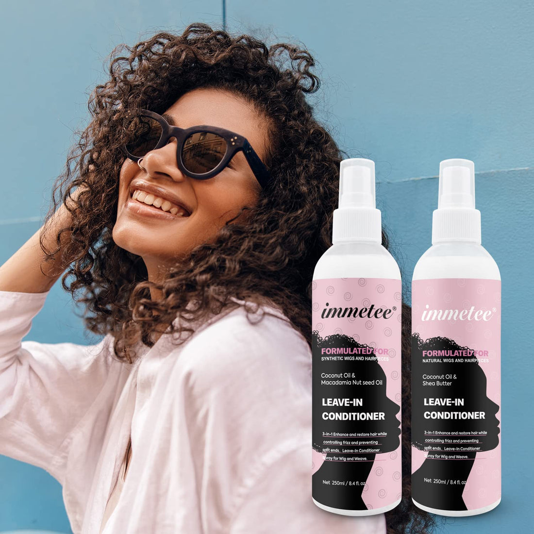 immetee Wig Spray, Wig Leave-In Hair Conditioner Spray, Wig Moisturing & Hydrating Detangler Hair Spray for Wig Care Accessories. 250Ml/8.4Fl. Oz(Formulated for Synthetic Wigs)