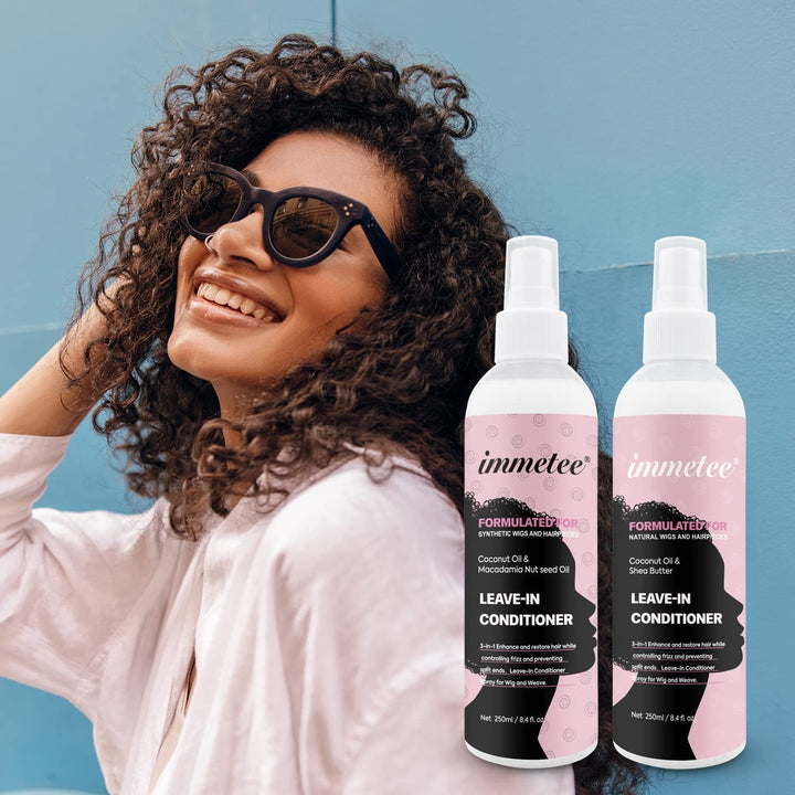 immetee Wig Spray, Wig Leave-In Hair Conditioner Spray, Wig Moisturing & Hydrating Detangler Hair Spray for Wig Care Accessories. 250Ml/8.4Fl. Oz(Formulated for Synthetic Wigs)