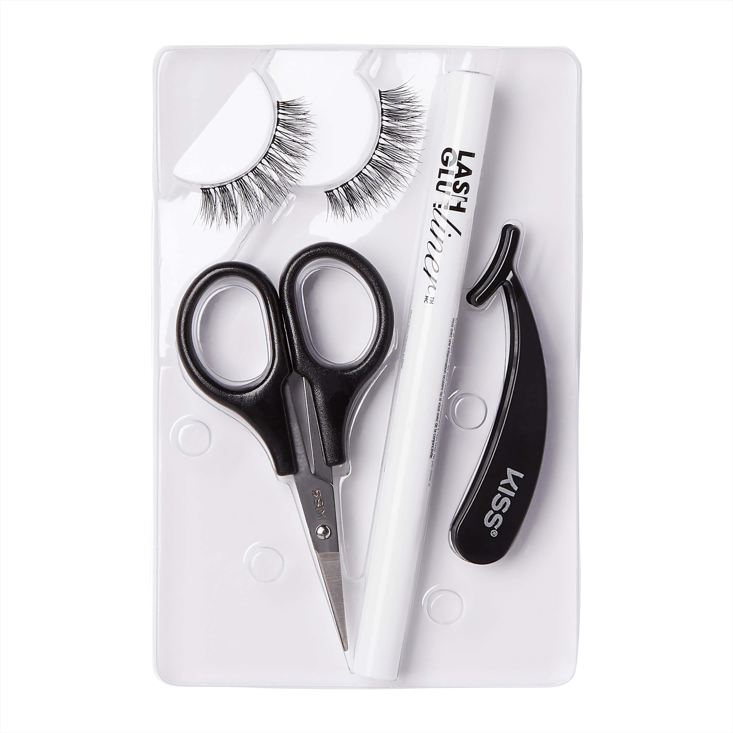 KISS Lash GLUEliner Starter Kit, Felt-Tip Eyelash Adhesive, Clear Matte Finish, Foolproof Application, Includes GLUEliner (0.5mL), Applicator, Scissors, Travel Pouch, & 1 Pair of Fake Eyelashes
