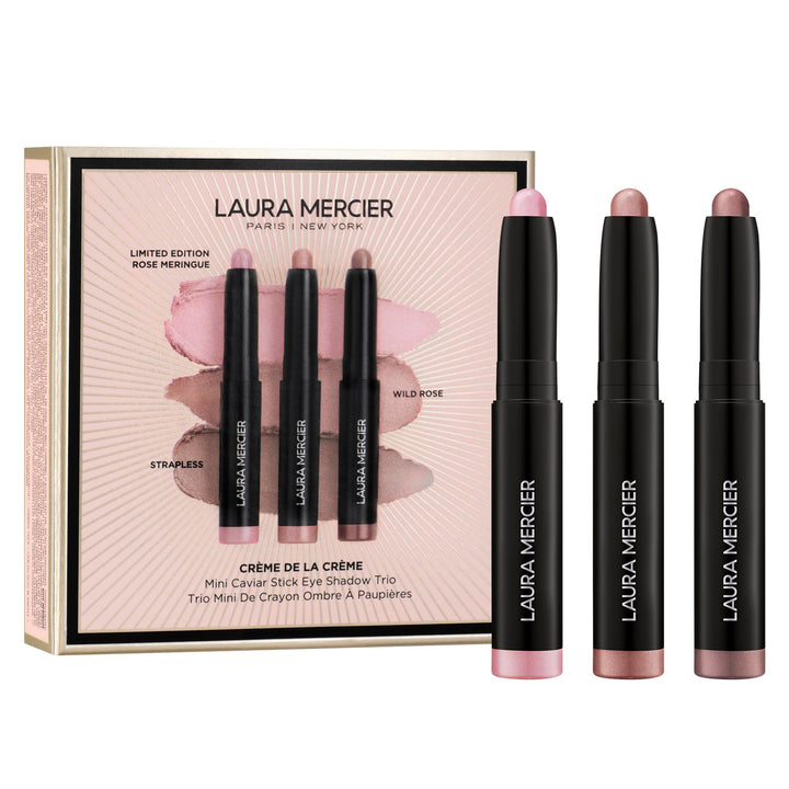 Laura Mercier Caviar Stick Cream Eyeshadow, Crème de la Crème Mini Caviar Stick Trio, 24HR Wear, Long Lasting, Rich Color, Easily Blendable & Buildable, Waterproof, Hyaluronic Acid, Holiday Gift Set