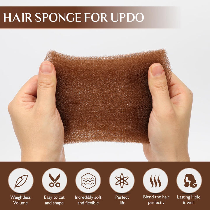 YGQQOY Updo Hair Filler, Padding, Sponge, Donuts, Volume Bumps It Tool and Hairpins, Light Brown