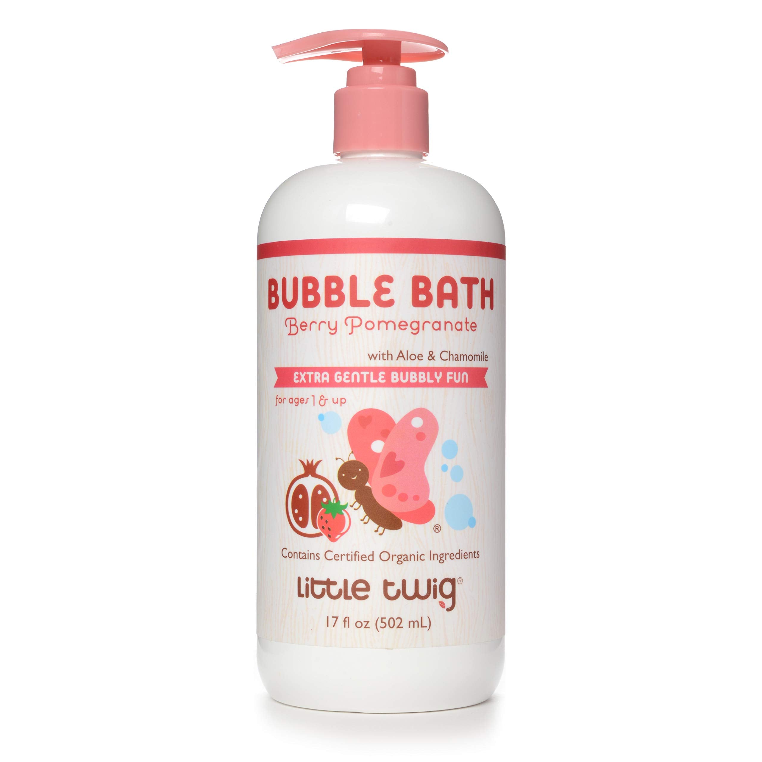 Little Twig Bubble Bath, Baby Bath Essential with Natural Plant Derived Formula, Vegan, Gluten-Free, Paraben-Free, Berry Pomegranate Scent, 17 fl. oz.