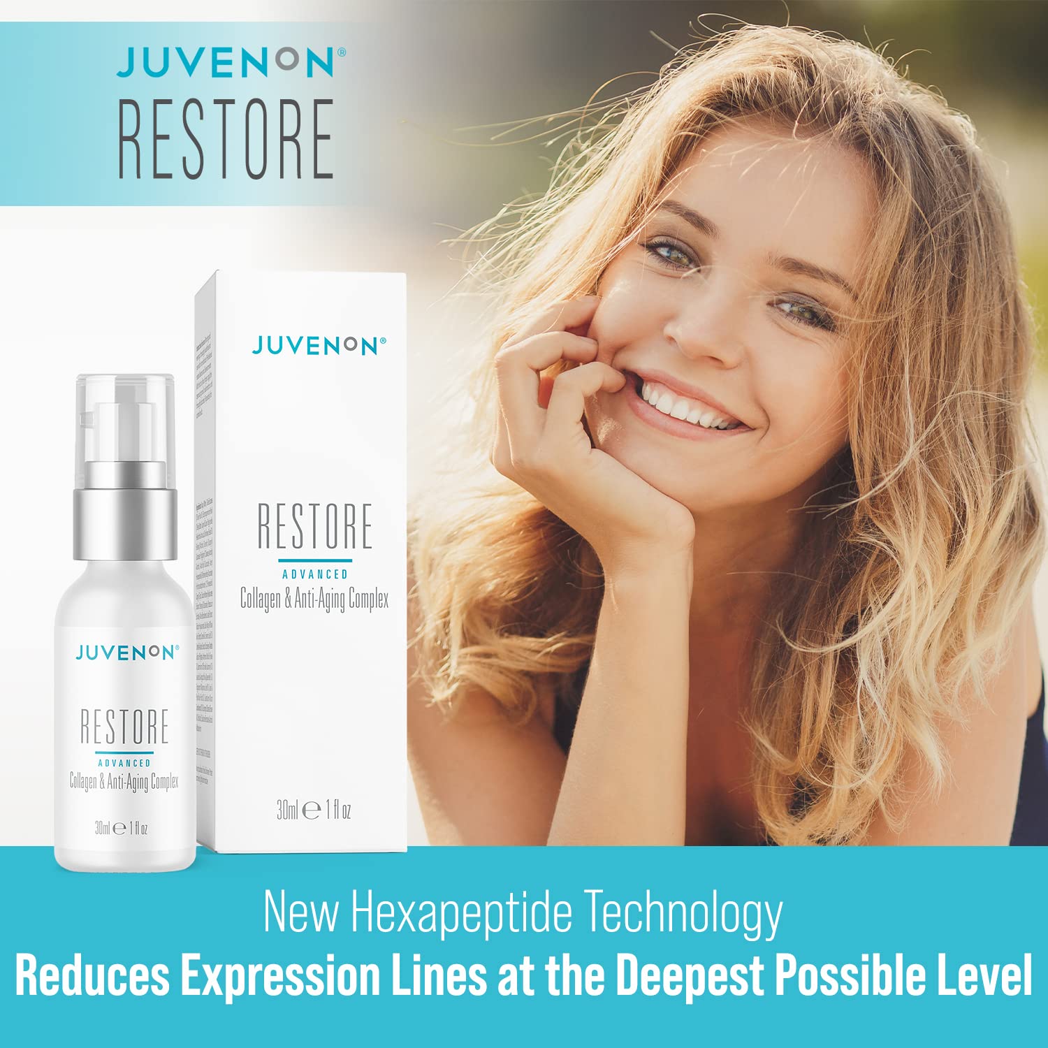 Juvenon Restore Advanced Collagen and Anti-Aging Complex, Premium Skincare Beauty Products for Fine Lines and Wrinkles
