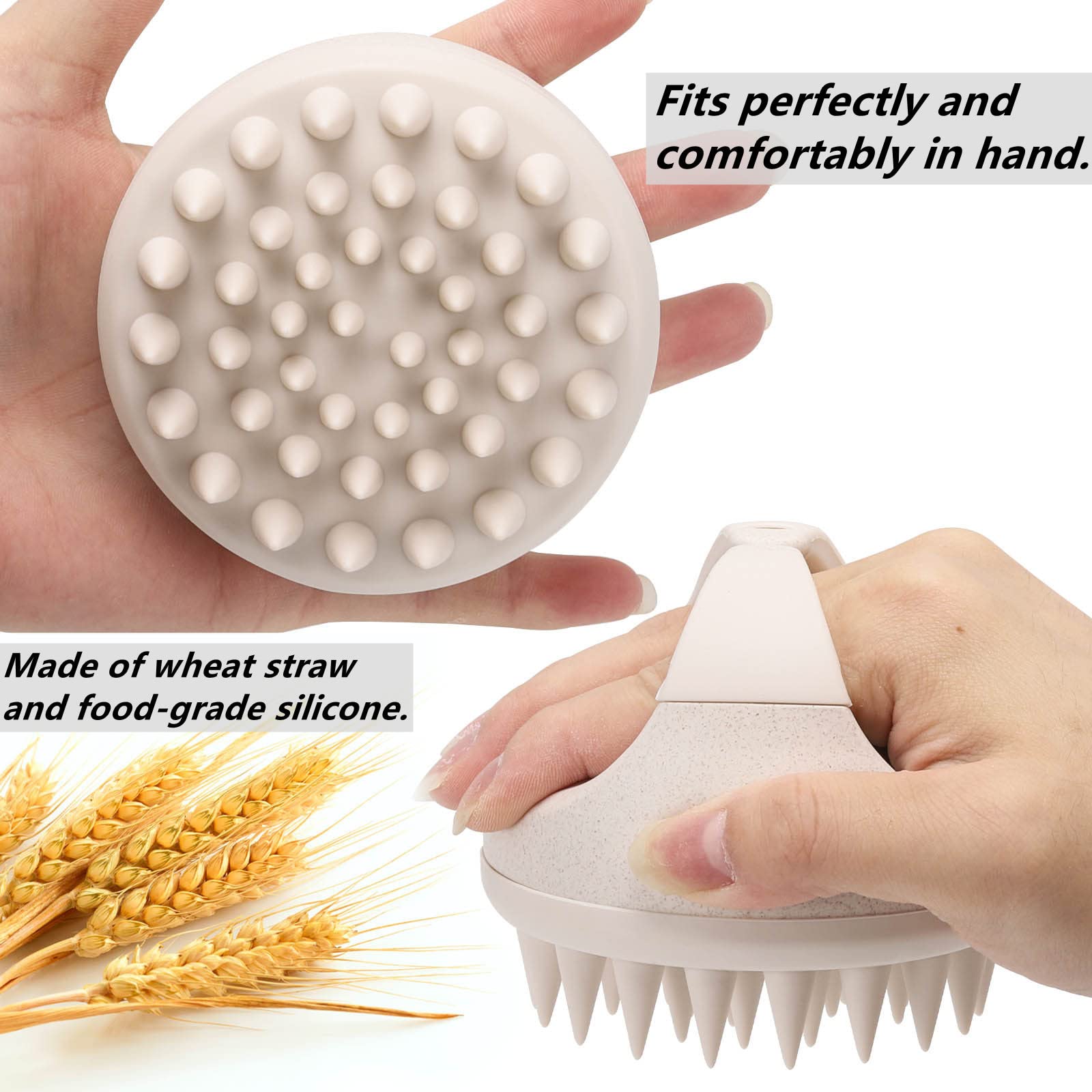 Hair Scalp Massager Shampoo Brush Hair Scrubber Scalp Shampoo Brushes Hair Washing Brush Silicone Scalp Exfoliator for Dandruff Removal- Beige