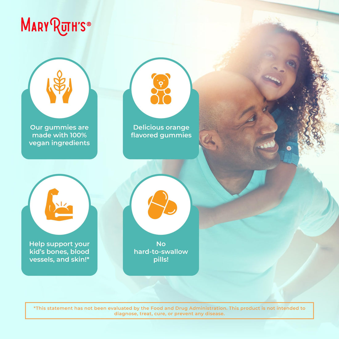 MaryRuth Organics Kids Vitamin C Gummies | Supplement for Immune Support & Overall Health | Vitamin C for Kids Ages 4+ | USDA Organic | Vegan | Non-GMO | 60 Servings