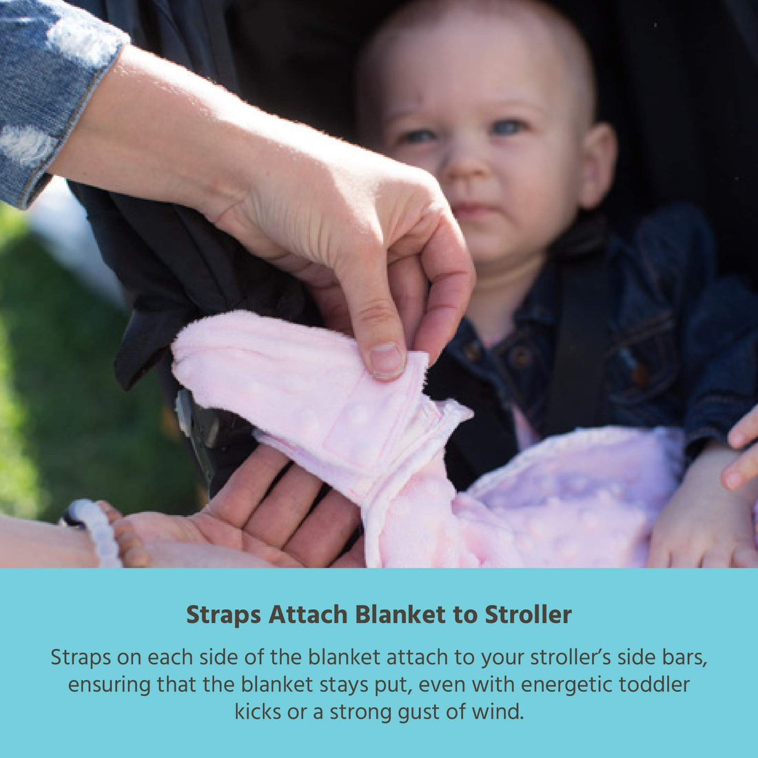 J.L. Childress Cuddle 'N Cover Stroller Blanket - Silky and Minky Fabrics - Blanket Attaches to Stroller - Privacy Cover, Blanket, Sun Shade - 30 x 30 - Pink