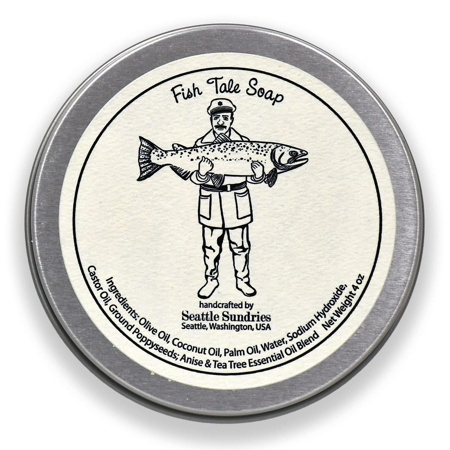 Fish Tale Soap-100% Natural & Handmade, in Reusable Travel Gift Tin