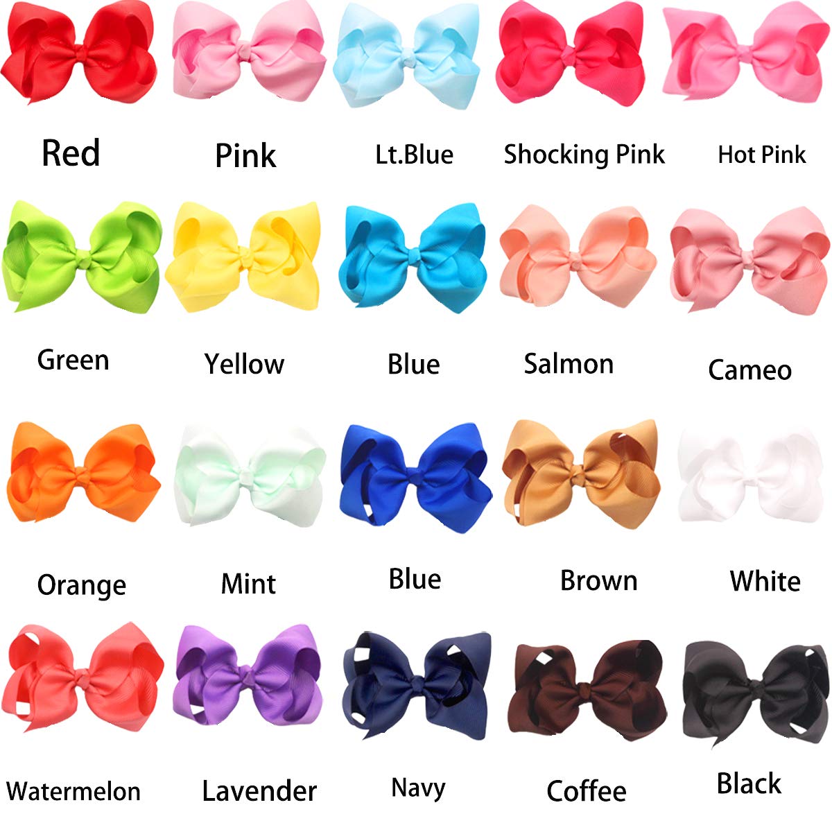 JOYOYO 40Pcs 4.5 Hair Bows Alligator Clips, Grosgrain Ribbon Girls Bows Clips Barrettes Hair Accessories for Baby Girls Toddlers Kids Teens (4.5inch,20 Colors in Pairs)
