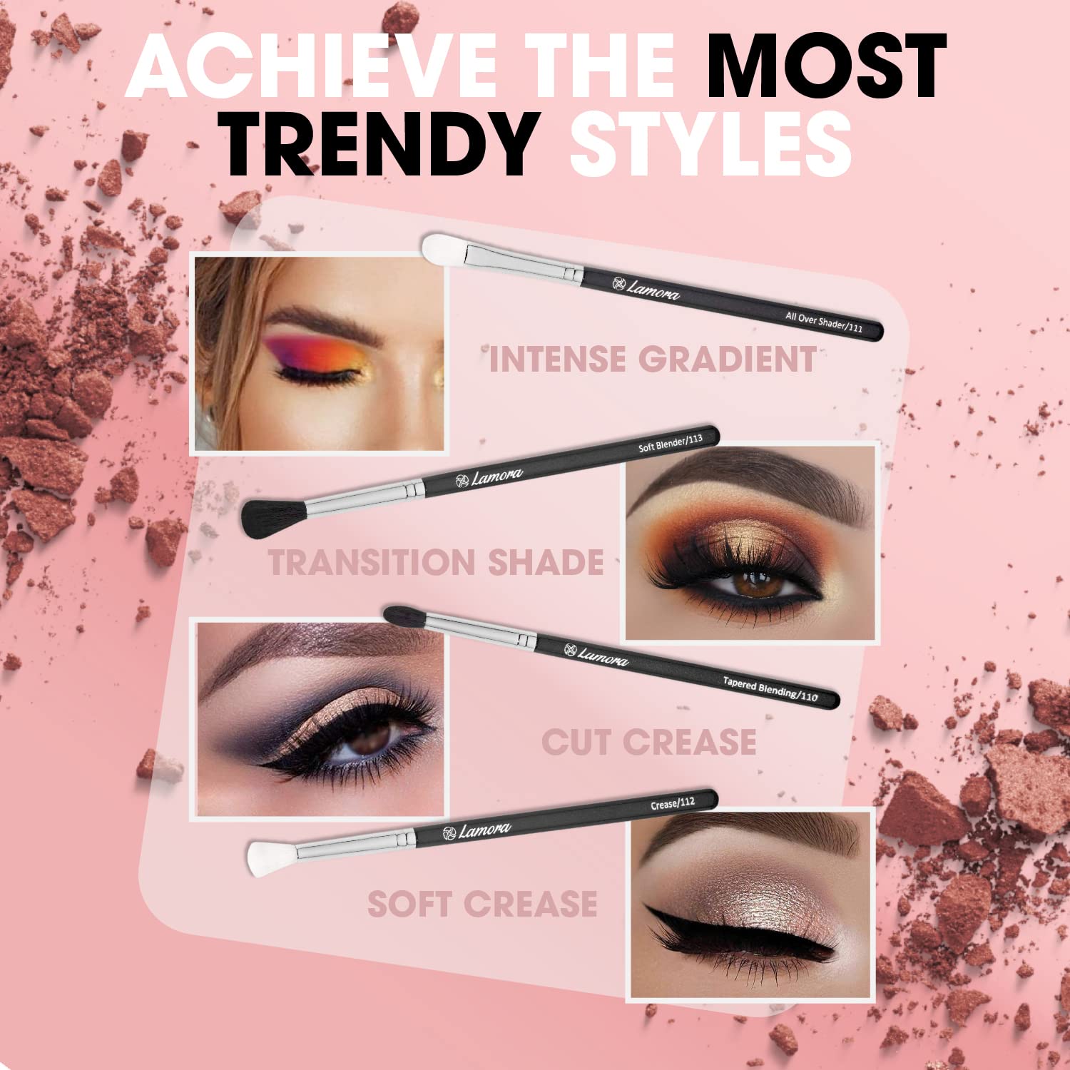 Real Technique's Pro Blending Brush Set, Smoky Eye Shadow Contour Kit, 4 Essential Shapes