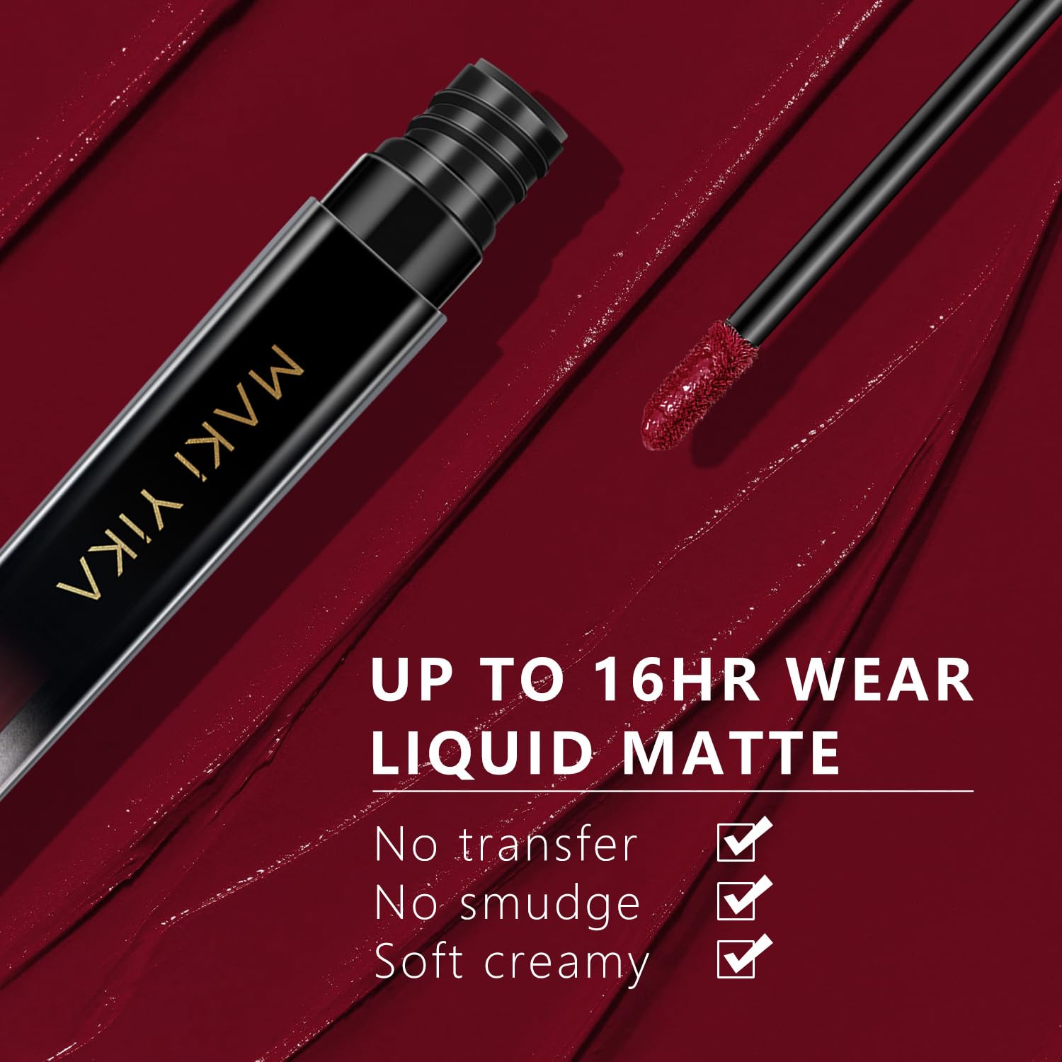 MAKI YIKA Burgundy Red Lipstick for Women Colorstay Long Lasting Lipsticks No Smudge Matte Liquid Lipstick Transferproof Cruelty-Free Lip Color, Burgundy
