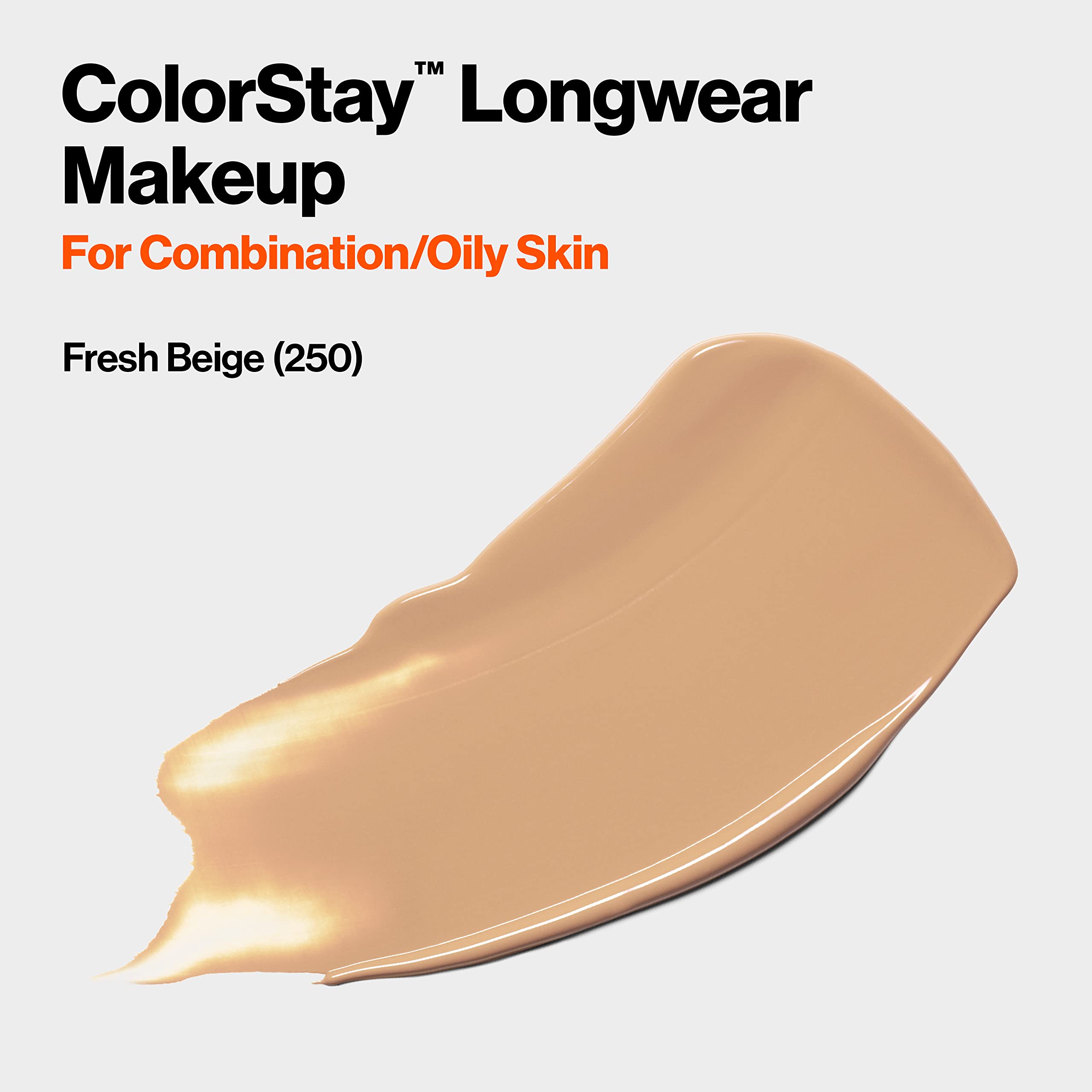 Revlon ColorStay Liquid Foundation Makeup for Combination/Oily Skin SPF 15, Longwear Medium-Full Coverage with Matte Finish, Fresh Beige (250), 1.0 oz