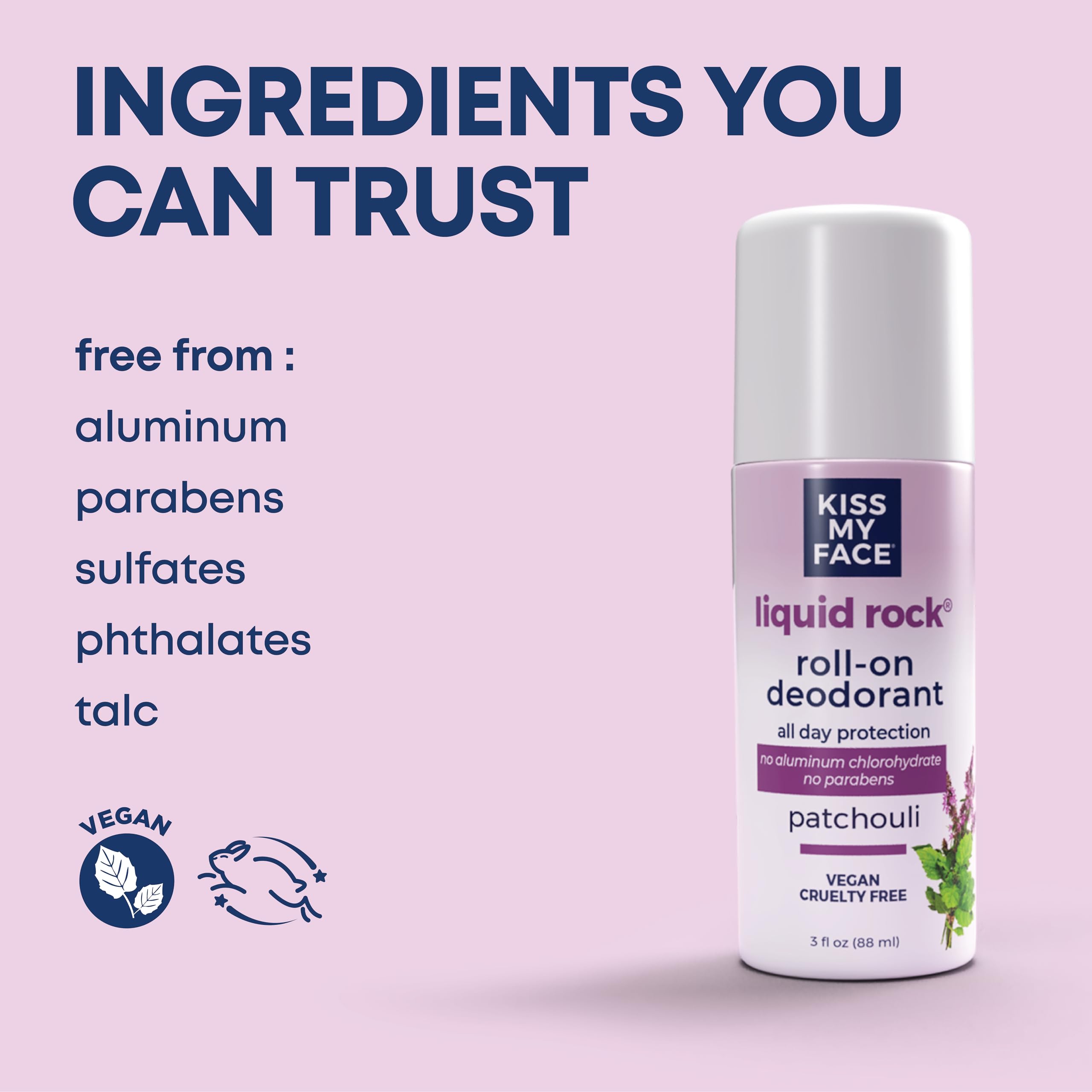 Kiss My Face Liquid Rock Deodorant 3 fl oz (88 ml) Peaceful Patchouli AD