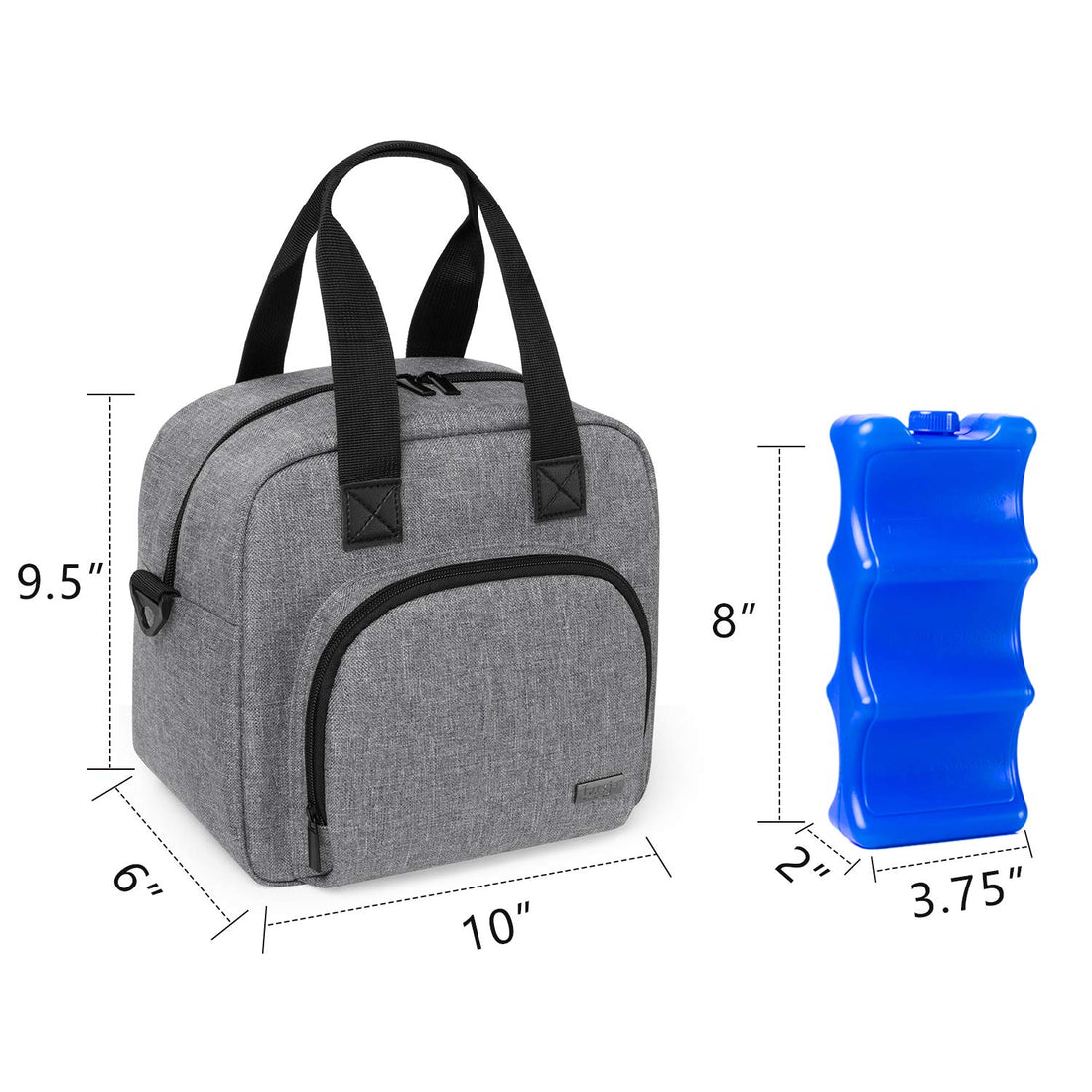 Luxja Breastmilk Cooler Bag with an Ice Pack (Hold 6 Breastmilk Bottles, 5-9 Ounces), Leakproof Cooler Bag for Breast Milk and Bottle Set, Gray