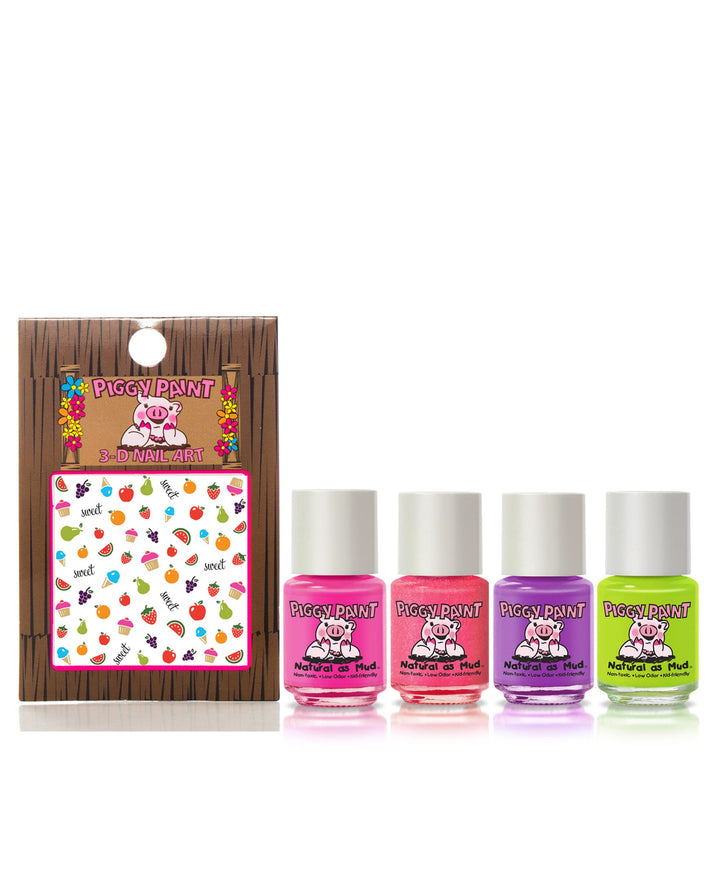 Piggy Paint 100% Non-toxic Girls Nail Polish - Safe, Chemical Free Low Odor for Kids, Cutie Fruity Gift Set