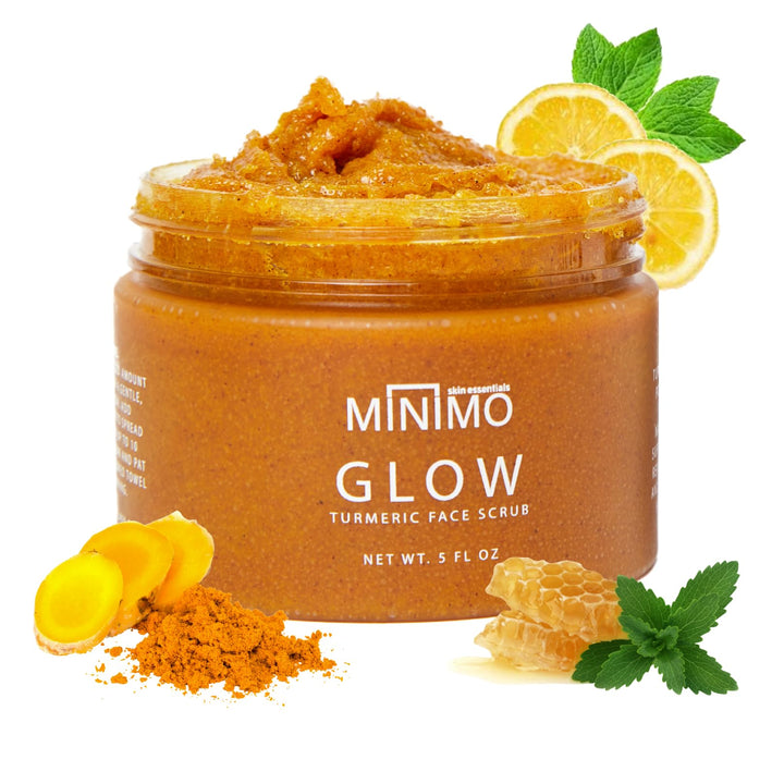 Minimo Bath & Body Glow Citrus Peach Turmeric Skin Brightening Facial Scrub