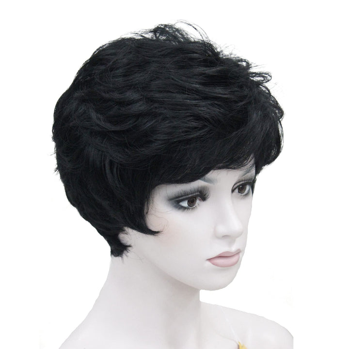 1: Wiginway Lady Women Short Syntheic Natural Wave Wigs Dark Black Hair Wig Short Bob Wigs(Dark Black#1)11 Color