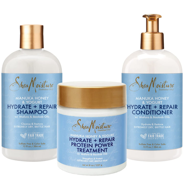 SheaMoisture Manuka Honey & Yogurt Hydrate+Repair Shampoo - Sulfate, Paraben, Silicone Free, Moisturizing Shampoo for Damaged Hair, 1.329 kg