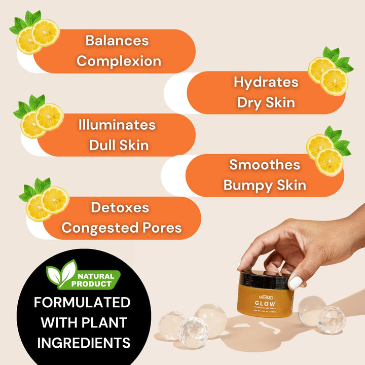 Minimo Bath & Body Glow Citrus Peach Turmeric Skin Brightening Facial Scrub