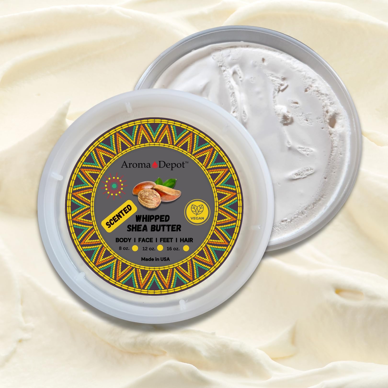 Aroma Depot Pink Sugar-Scented Whipped Body Butter Made With African Shea Butter, a Nourishing Moisturizer for Glowing Skin, Grade A 100% Pure Natural for dry Skin, Body, Hair, and Face. (8 oz.)