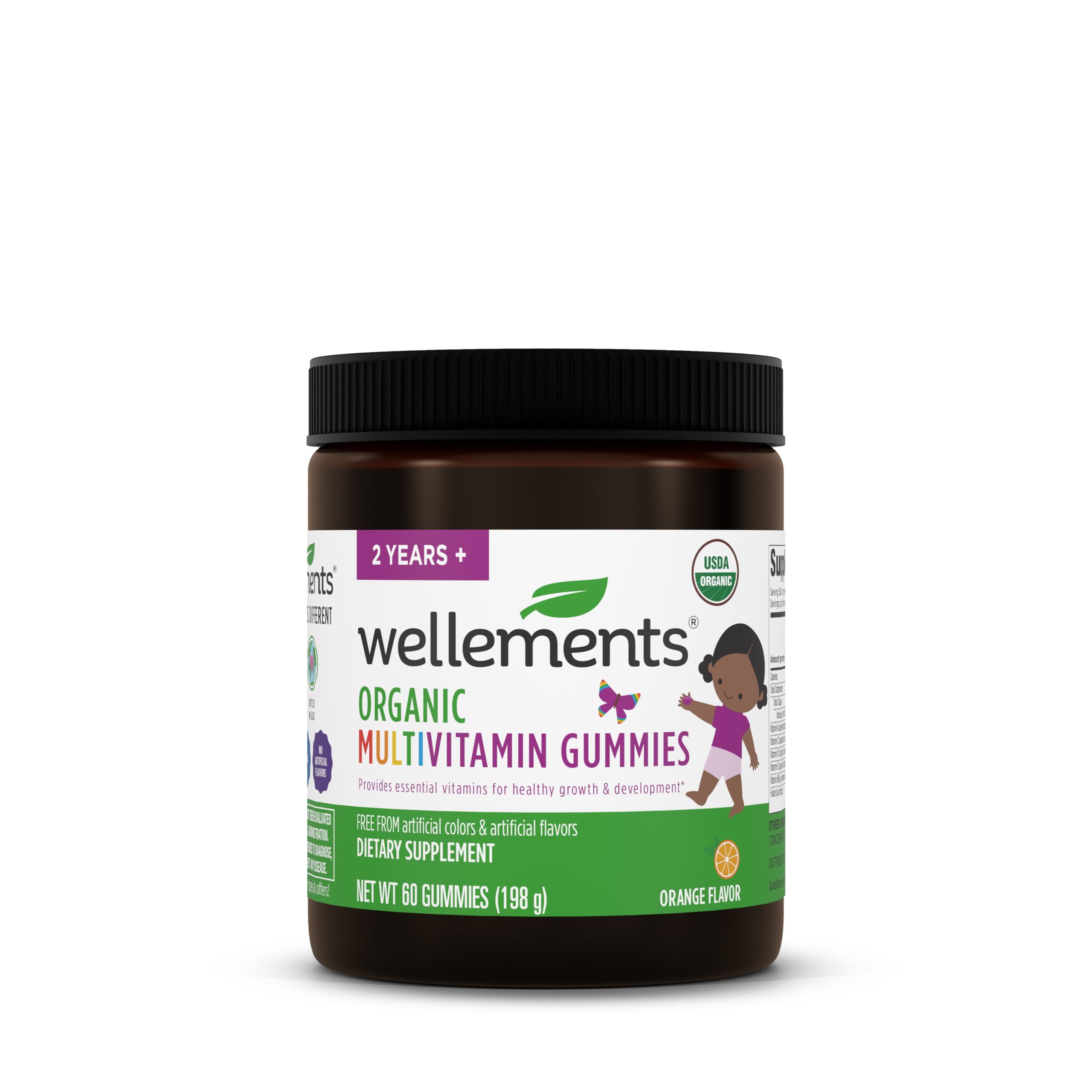 Wellements Organic Children's Multivitamin Gummies | Essential Kids Vitamins for Healthy Growth & Development* | Vitamin A, B, C, D, E + Zinc, No Artificial Colors | 3 Years +, 60 Ct