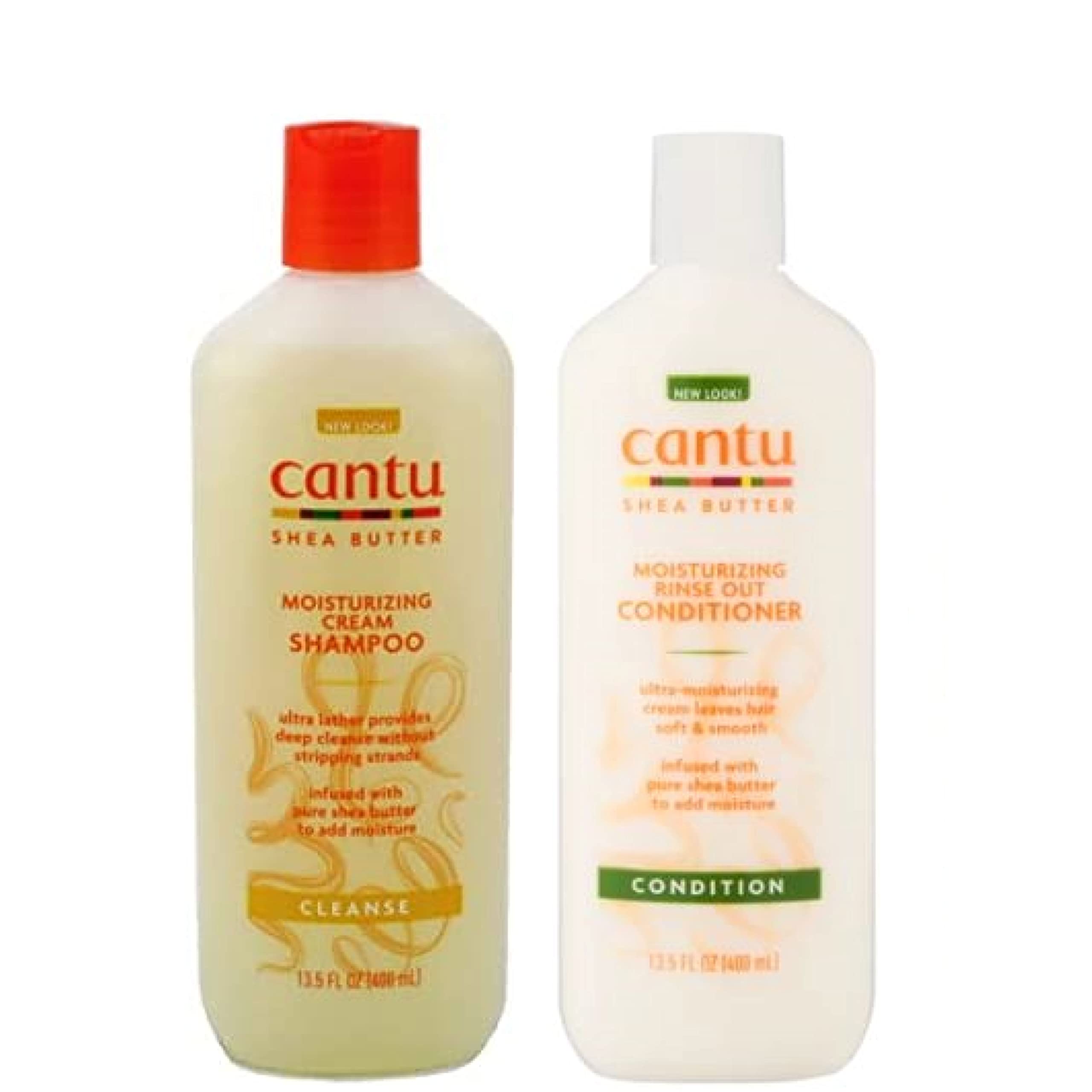 Cantu Moisturizing Cream Shampoo & Moisturizing Rinse Out Conditioner, 383 ml (Pack of 2)
