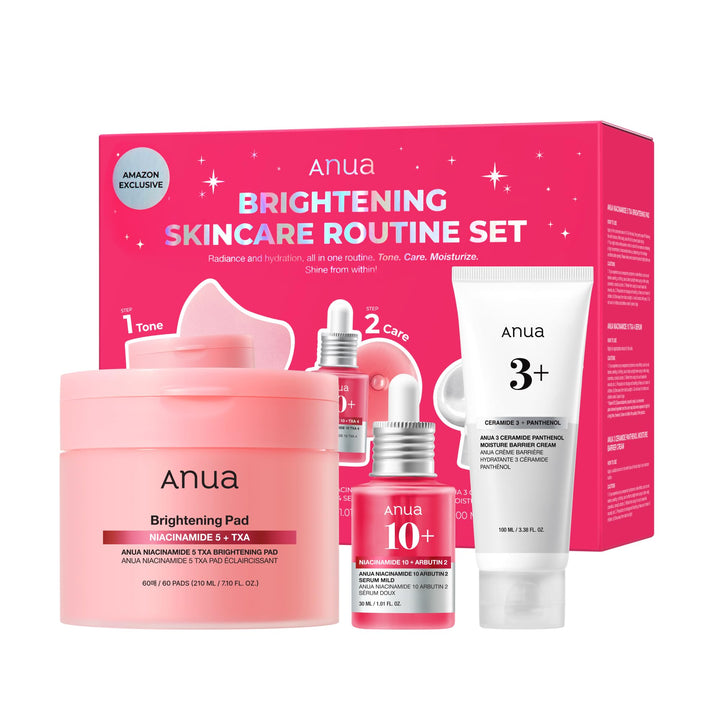ANUA BRIGHTENING Niacinamide Skincare Routine Set (Amazon Exclusive Set), Niacinamide Serum & Toner Pad & Face Moisturizer, Skin clarity, Moisture barrier for Daily care, Korean Skincare Set