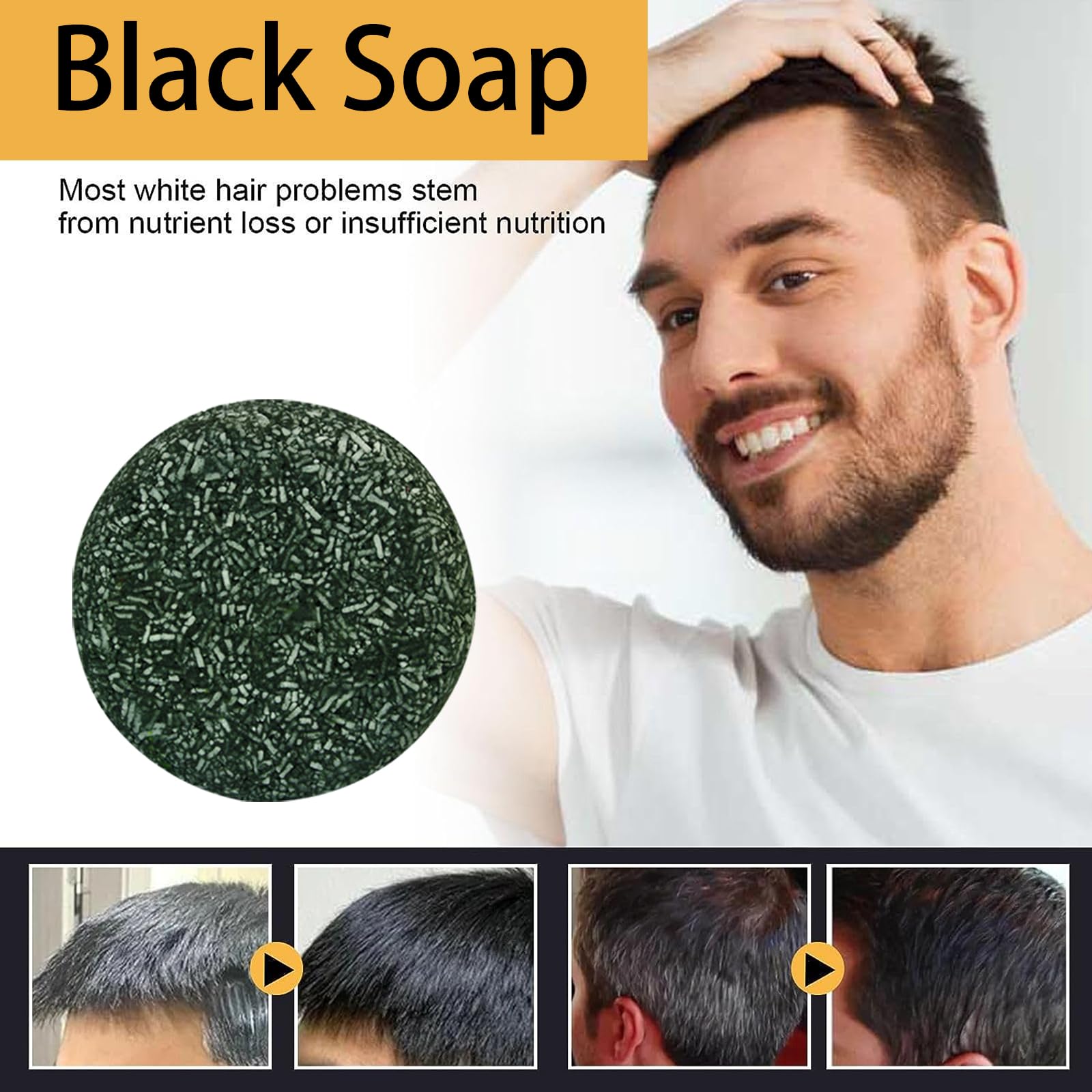 Whycalon Dark Shampoo Bar, 3PCS Gray Hair Reverse, Hair Darkening, for Men Women