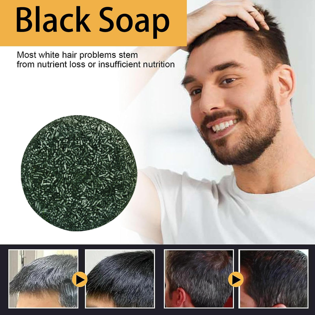 Whycalon Dark Shampoo Bar, 3PCS Gray Hair Reverse, Hair Darkening, for Men Women