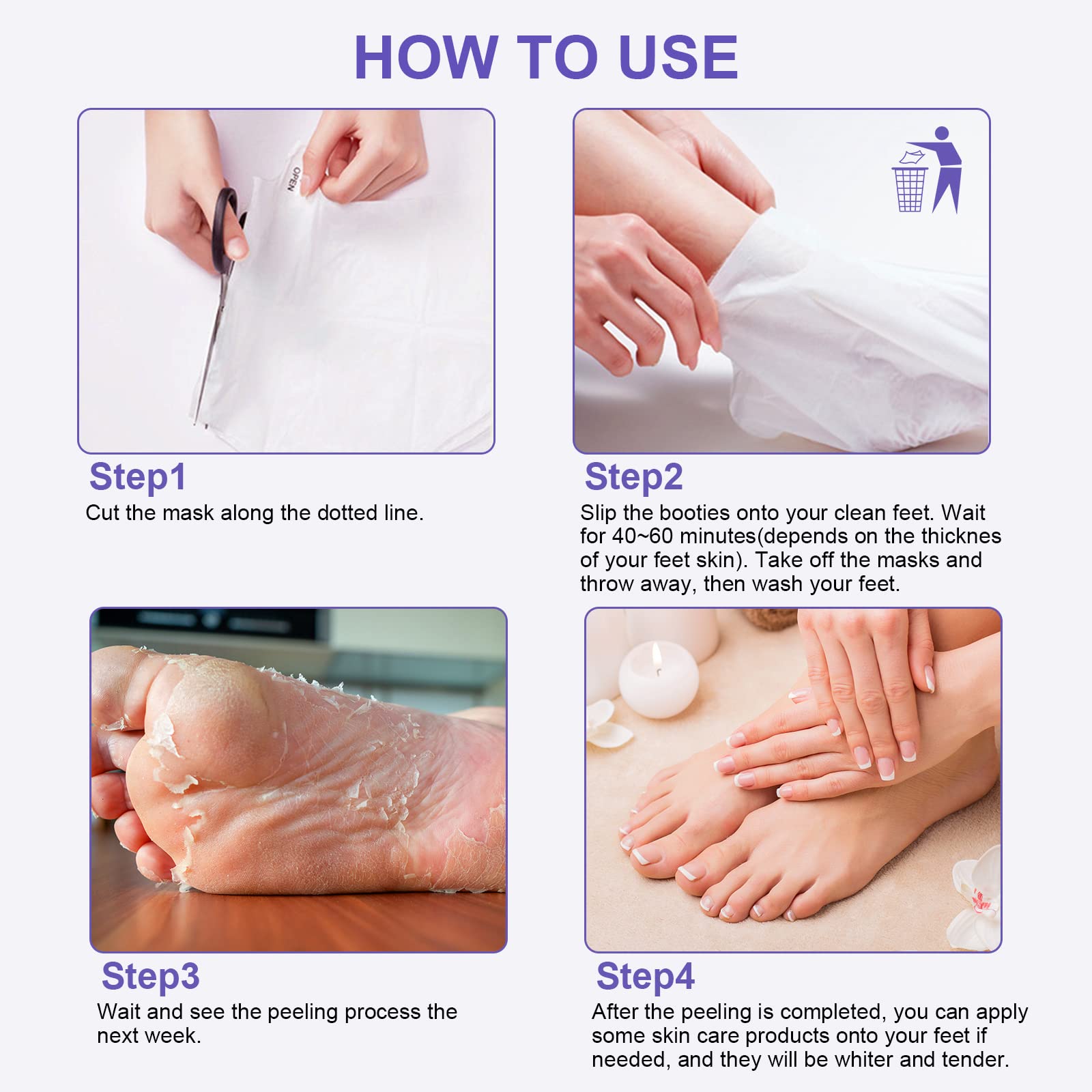 FUNNIR Foot Peeling Mask (5 Pack) Exfoliant for Peeling Off Calluses, Natural Exfoliator for Dry Dead Skin, Callus, Repair Rough Heels Soft Smooth Touch