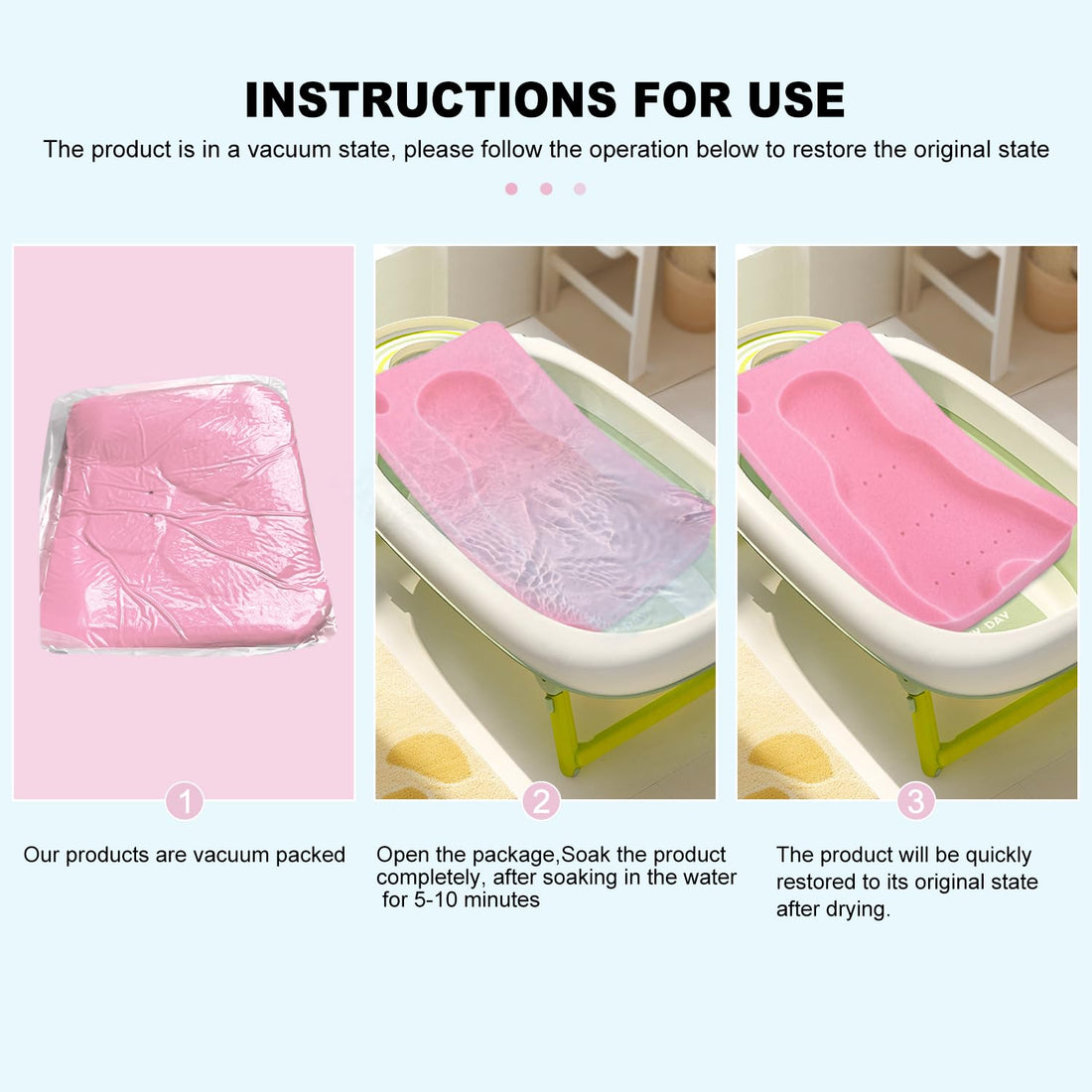 HALLO Baby Bath Sponge Soft Infant Bath Mat Newborn Cushion Odor Free (Pink)