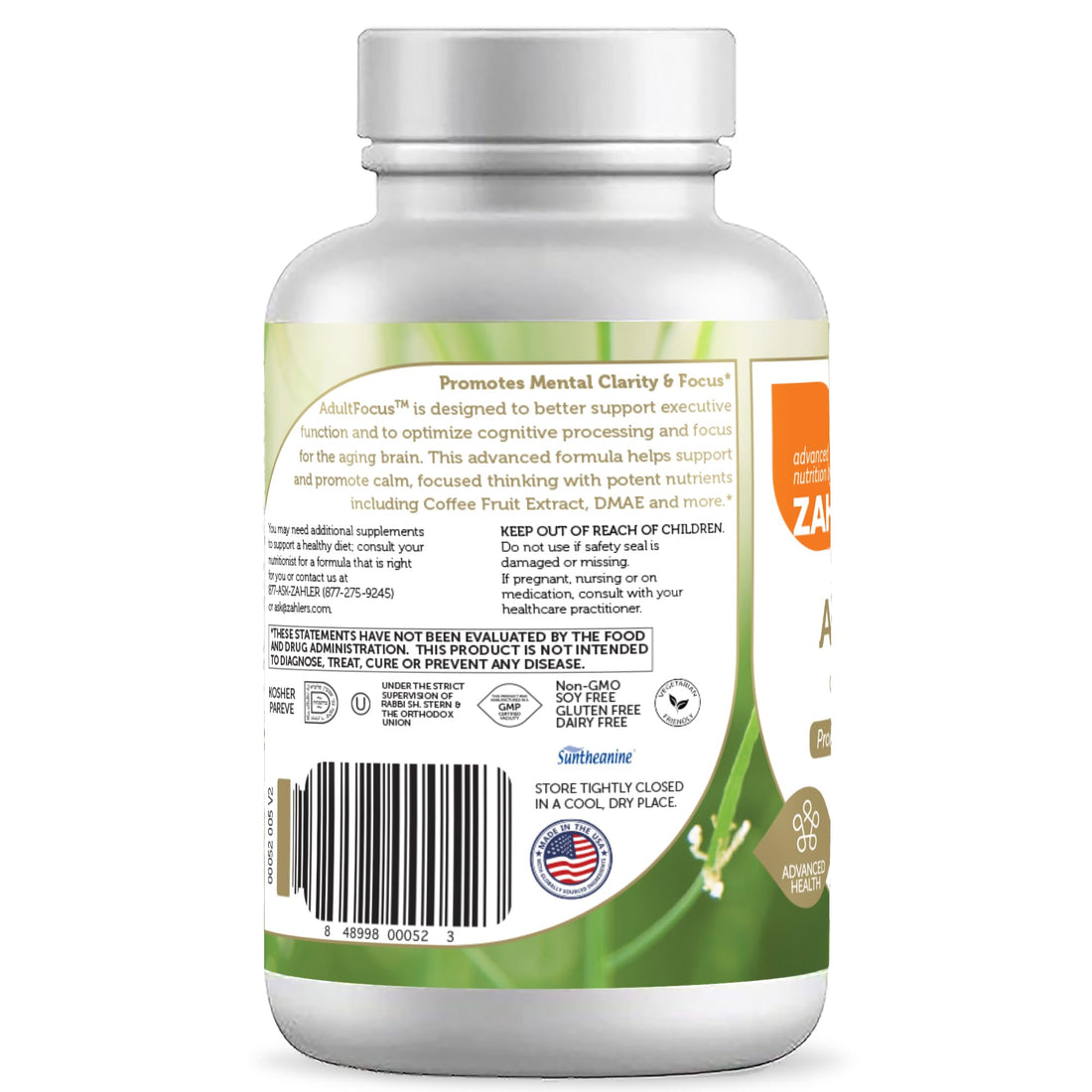 Zahler AdultFocus, Advanced Formula to Support Focus and Concentration, Certified Kosher, 60 Capsules