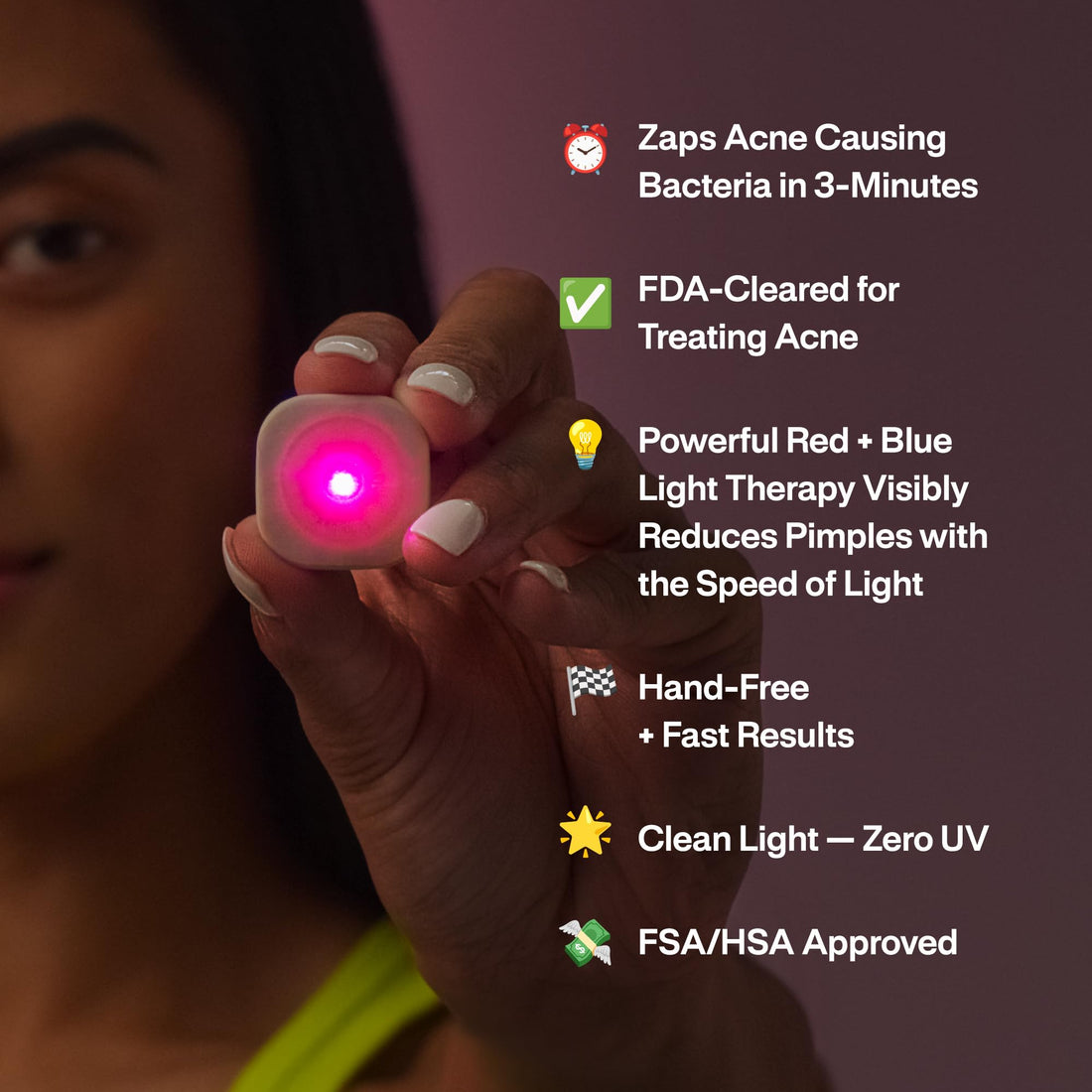 l.a.b Light Therapy Acne Patch, 2-Pack, LED Red and Blue Light Hydrocolloid Acne Patches, Fast Acting 3 Minute Skin Care Pimple Patch Spot Regimen for Zits, Blemishes, 60 Uses