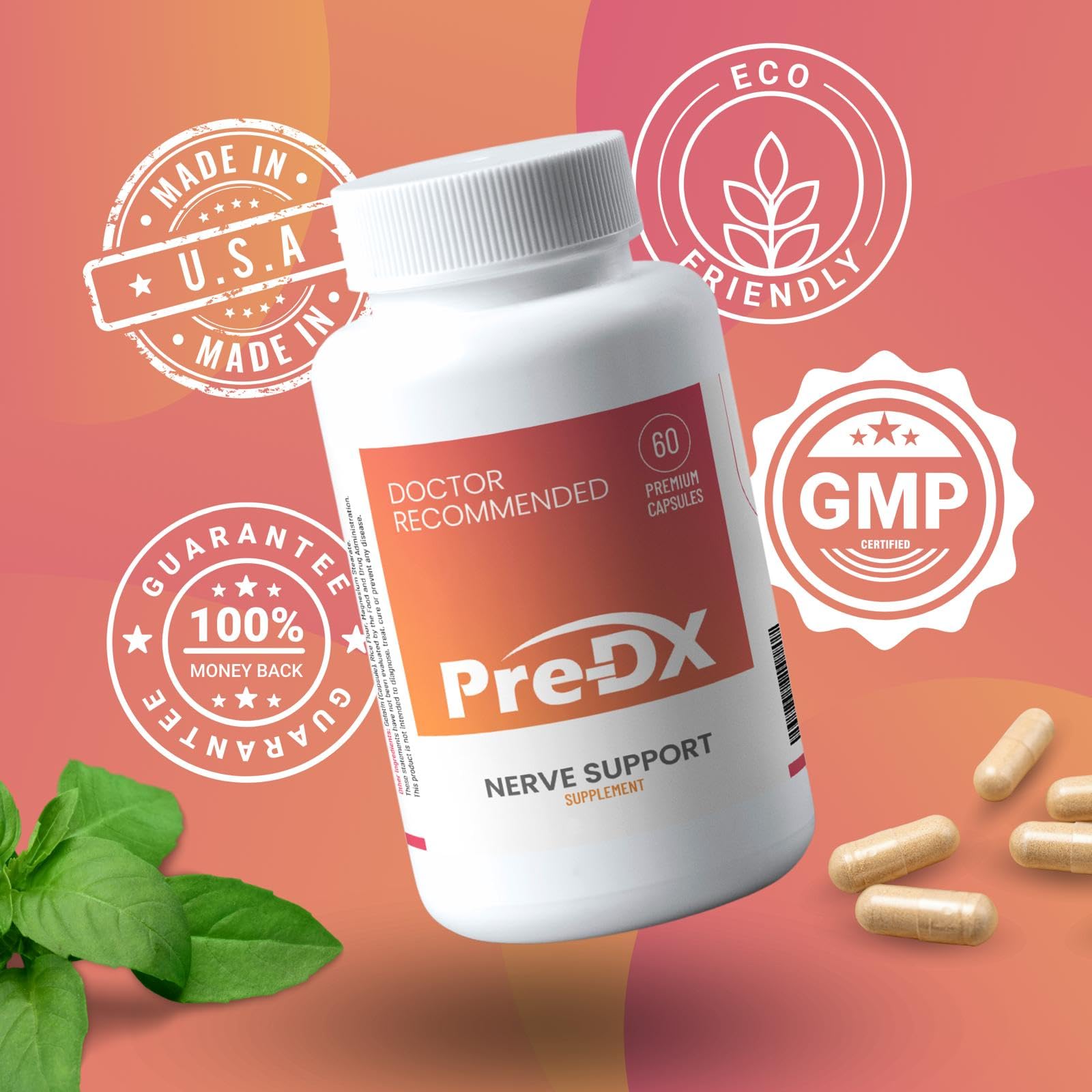 Pre-DX Nerve Support Supplement - Advanced L-Methylfolate Multivitamin w/Vitamin B-Complex & More for Resistance Enhancement - 3rd Party Tested L-methylfolate Supplement - 60 Capsules