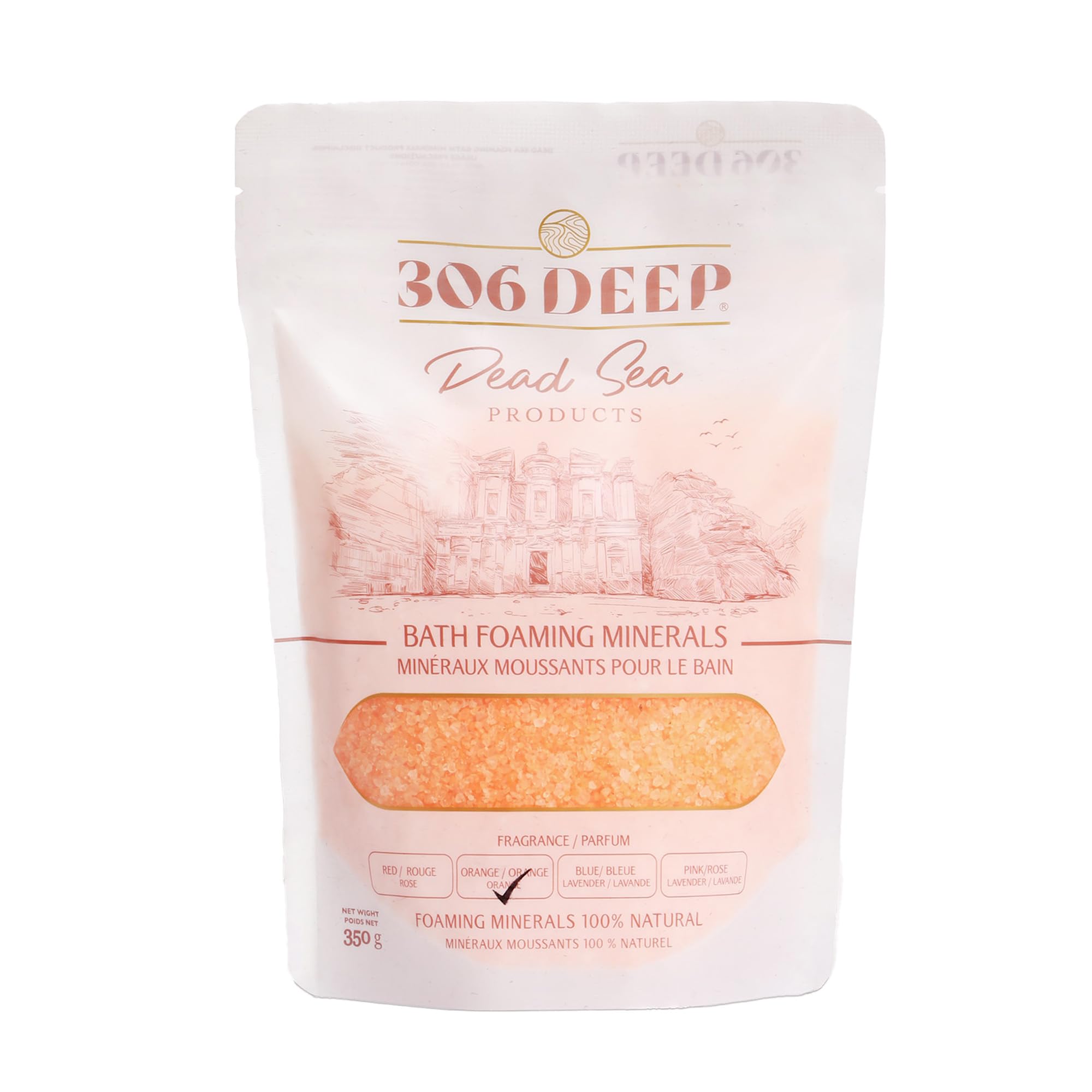 306 Deep Dead Sea Bath Salts Foaming Minerals - Orange Dead Sea Coarse Mineral for Soaking with Orange Essential Oils, Alternative to Magnesium Flakes and Epsom Salt, Relaxing Bath Products