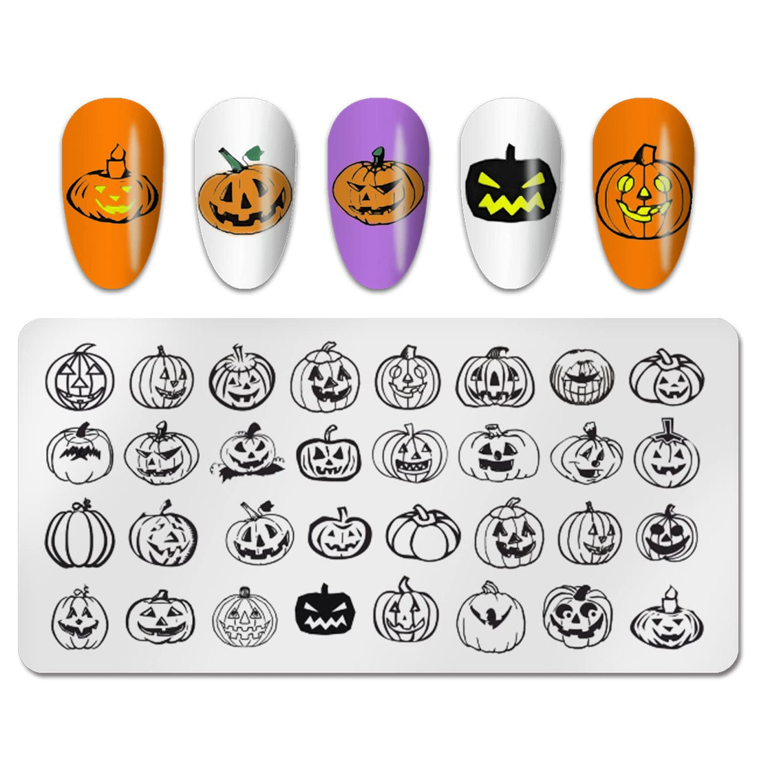 SILPECWEE 6pcs Nail Stamping Plate Halloween Pumpkin Bats Flame Nail Stamp Nail Stencils Stamping Plates For Nails DIY Nail Accessories