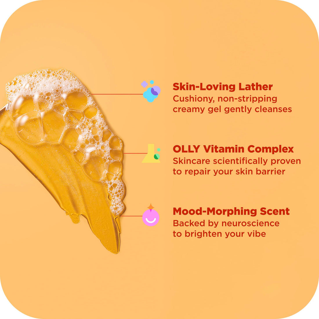 OLLY Bright Body Wash with Ginseng, Caffeine & Vitamin C– Nourishing Cleanser for Skin Barrier Repair, Deep Hydration, Citrus Currant Scent, 17 oz