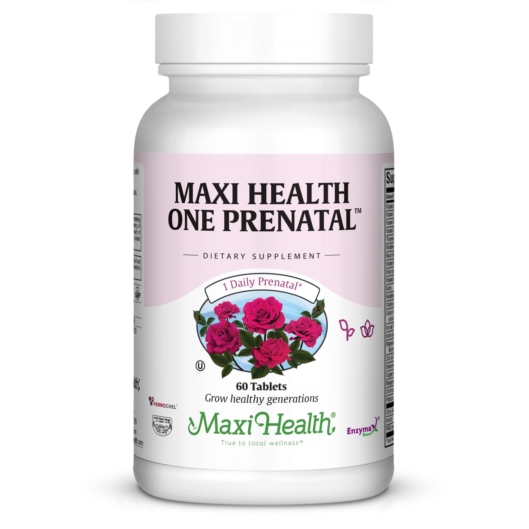 Maxi Health One Prenatal - Womens Prenatal Vitamins with Iron - Enhanced Absorption & Bioavailability - Daily Multivitamin for Women - Multi Vitamin & Mineral Supplement for Adults - 60 Capsules