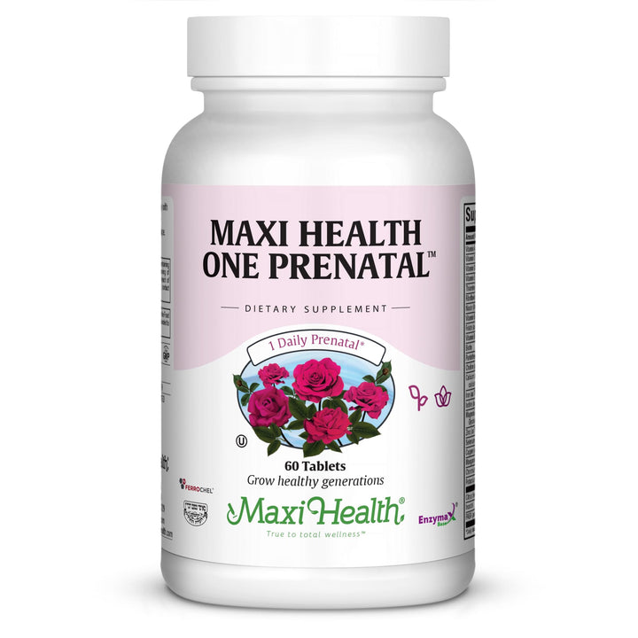Maxi Health One Prenatal - Womens Prenatal Vitamins with Iron - Enhanced Absorption & Bioavailability - Daily Multivitamin for Women - Multi Vitamin & Mineral Supplement for Adults - 60 Capsules