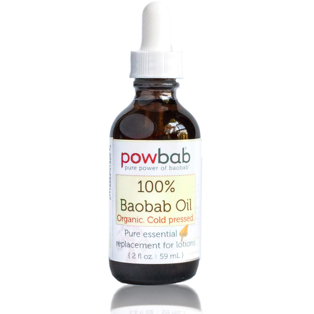 powbab 100% Baobab Oil Cold Pressed - 2 oz. bottle