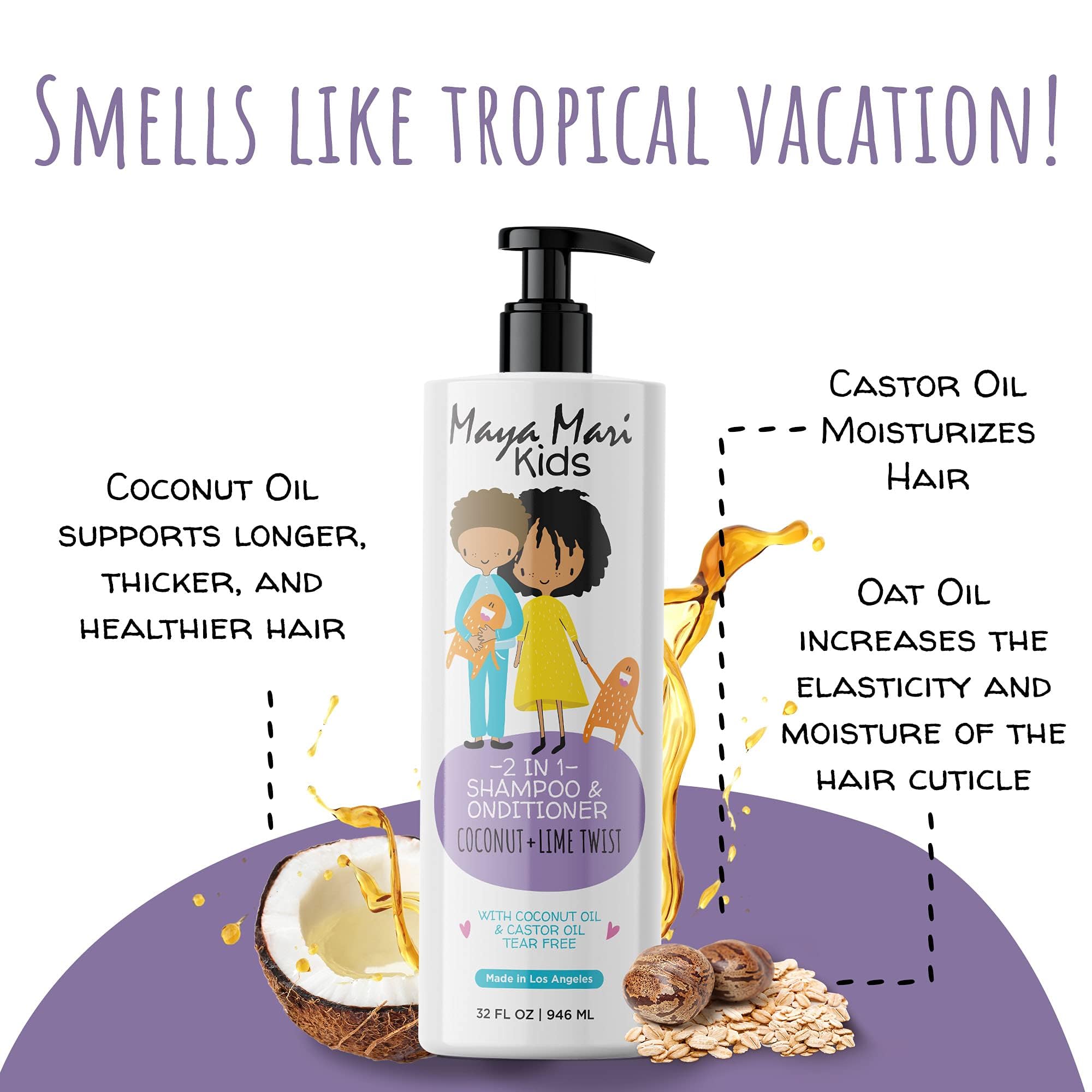 Kids Curly Hair Gift Set | 2-in-1 Kids Shampoo & Conditioner, Curl Cream, & Leave-In Conditioner | Shea Butter, Tear-Free, Frizz Control, & Sulfate-Free, 32 Fl Oz