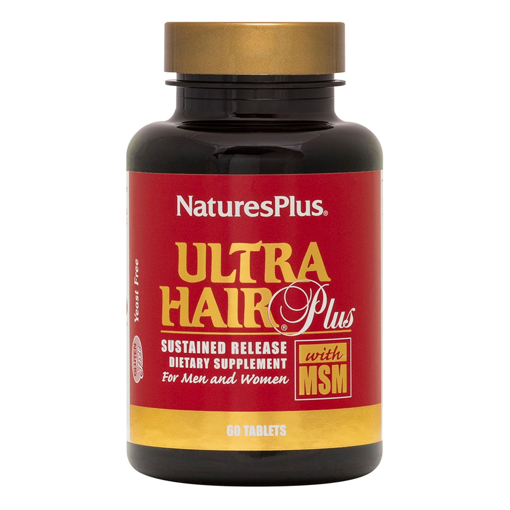 Natures Plus Ultra Hair, Sustained Release - 60 Vegetarian Tablets - Natural Hair Growth Supplement for Men & Women - Longer, Thicker Hair - Gluten-Free - 30 Servings