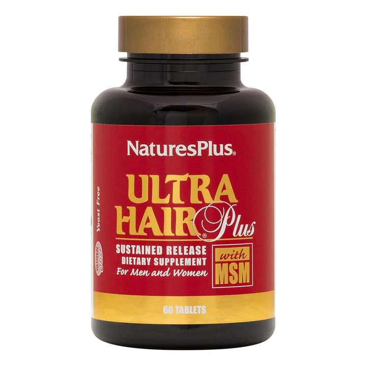 Natures Plus Ultra Hair, Sustained Release - 60 Vegetarian Tablets - Natural Hair Growth Supplement for Men & Women - Longer, Thicker Hair - Gluten-Free - 30 Servings