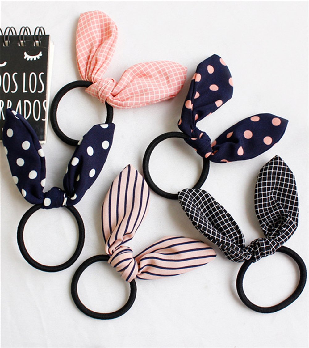 Casualfashion 12Pcs Lovely Rabbit Ear Hair Bow Ties Hairband Ponytail Holders
