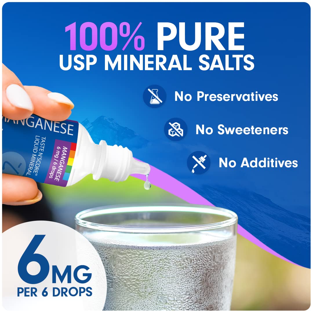 Taste N' Score Manganese Liquid Ionic Mineral Supplement; 100% Pure; 6 mg; 118 Servings