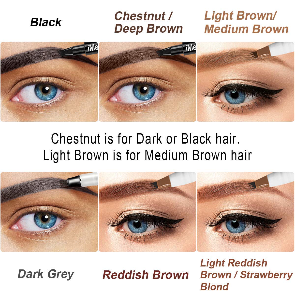 Eyebrow Tattoo Pen - iMethod Microblading Eyebrow Pencil with a Micro-Fork Tip Applicator Creates Natural Looking Brows Effortlessly and Stays on All Day, Dark Grey