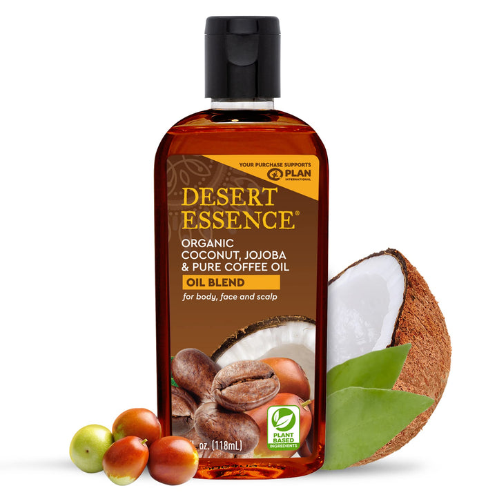 Desert Essence Organic Coconut with Jojoba and Coffee Oil, 4 Fluid Ounce