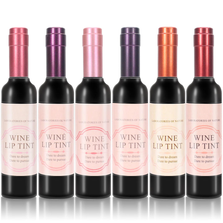 Wine Lip Tint 6 Colors, Waterproof Long Lasting Lip Stain, Non-stick Cup Lip Gloss, Light but Smart, Red and Wonderful, Lipstick Set, Fine Packaging