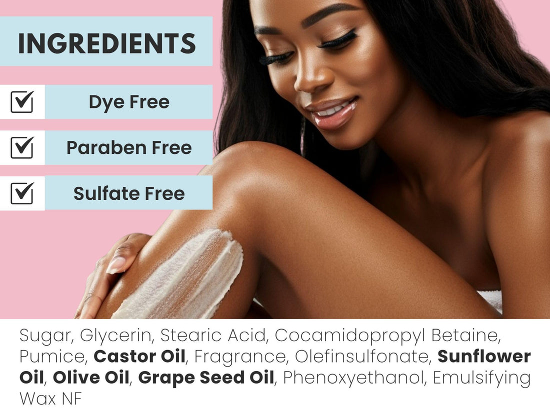 Joli Noir - Sugar Scrub - [Cake Batter] Exfoliating Body Scrub Made With Pumice, Grapeseed, Olive Oil, Sunflower, & Castor Oils To Reveal Silky Smooth Skin